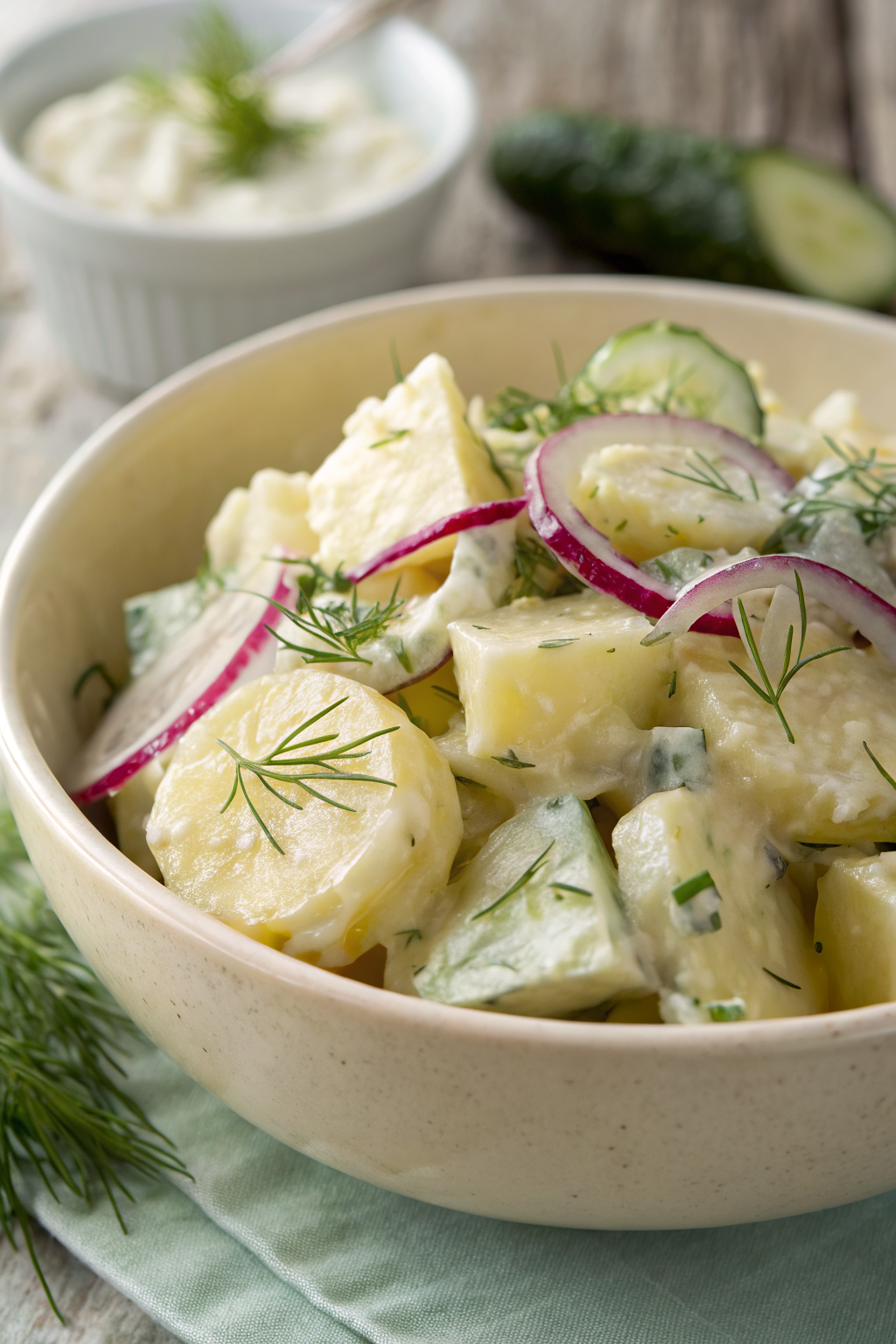 Potato and Cucumber Salad with Creamy Dill Dressing