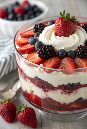 Mixed Berry Trifle With Raspberry Jelly