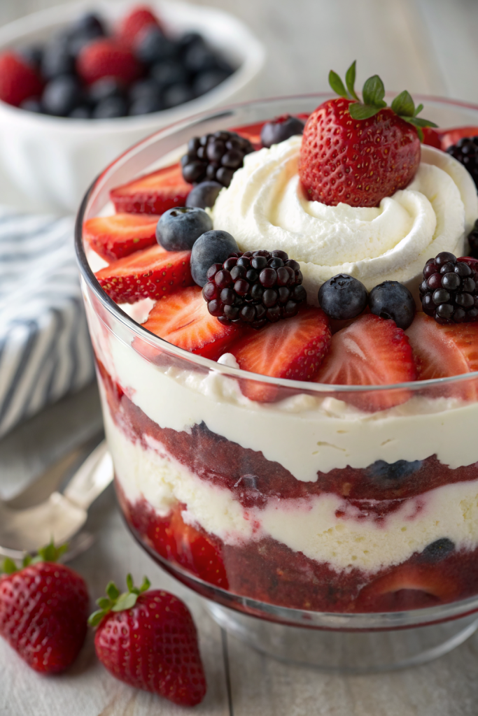 Mixed Berry Trifle With Raspberry Jelly