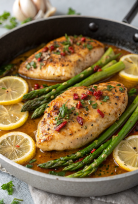 Lemon and Dill Butter Garlic Chicken and Asparagus