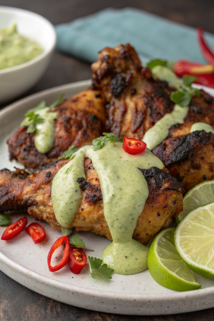 Peruvian Grilled Chicken with Creamy Green Sauce
